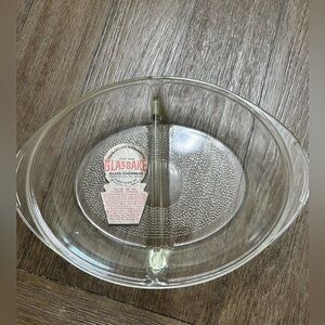 Vintage Glasbake Clear Glass Divided Dish Serving or Baking Made in USA